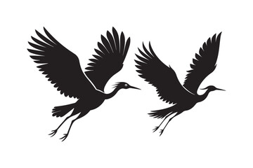 Fototapeta premium Cattle Egret Silhouette Vector Illustration - Perfect for T-Shirts, Hoodies & Print Decor