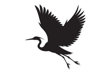 Obraz premium Cattle Egret Silhouette Vector Illustration - Perfect for T-Shirts, Hoodies & Print Decor