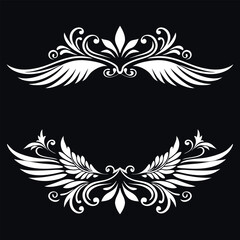 Wing-Inspired Elegant Vintage Vector Design for Branding and Decor. 