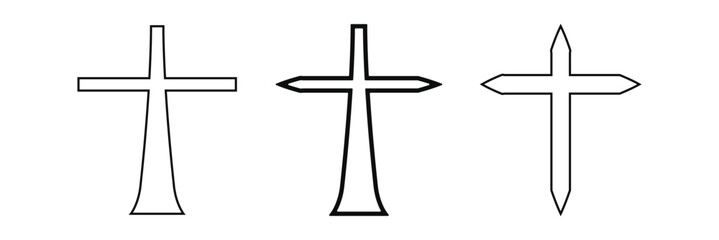 Cross icon. Christian, religious symbol. Church, crucifix sign. Vector illustration.