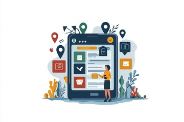 Modern User-Friendly Search Engine Layout with Icons and Copy Space for Marketing Design