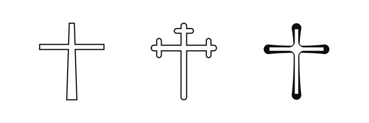 Cross Icon black silhouette. Ancient Christian sign. Vector illustration.
