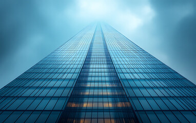 Fototapeta premium Surreal Minimalist Tower: Isolation Against Clear Sky 