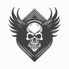 Obraz premium skull with wings, Simple vector logo of a skull with wings, on a pure white background