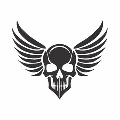 Obraz premium skull with wings, Simple vector logo of a skull with wings, on a pure white background