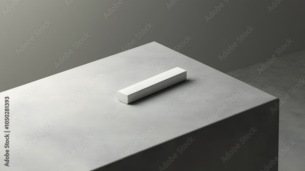 Poster a top-down shot of a single marker and an eraser, aligned on a polished desk, minimal style, plain b