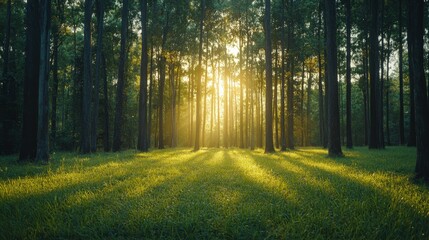 Obraz premium Sunlight Filtering Through Ancient Dense Forests