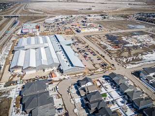 Aerial Drone View of Brighton Neighborhood in Saskatoon, Saskatchewan