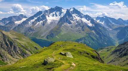 Obraz premium Majestic Isolated Mountain Peaks Under Clear Sky