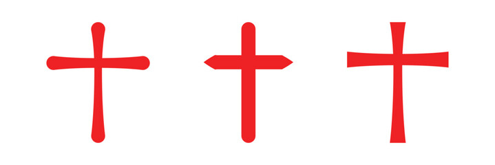 Obraz premium Illustration vector simple Christian cross icon collection