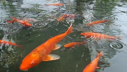 carp swim in the pond fish orange in the lake slow motion 4k video