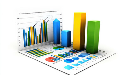 3D rendering of business graph showing growth and success