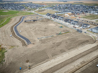 Aerial Drone View of Brighton Neighborhood in Saskatoon, Saskatchewan