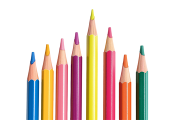 Colorful arrangement of artist's pencils showcasing vibrant hues ideal for drawing and coloring activities