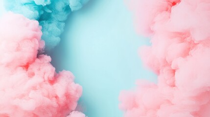 Fototapeta premium Soft pink and blue smoke clouds on a pastel background
