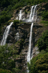 the double waterfall of Acquafraggia near the town of Piuro, Lombardy, Italy.