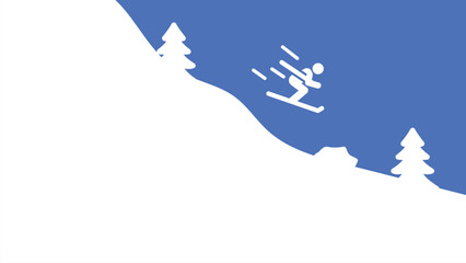 Fototapeta premium Person skiing on snow downhill icon vector illustration. Winter activity concept.