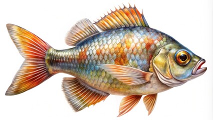 Fototapeta premium Freshwater fish isolated on a white background close up