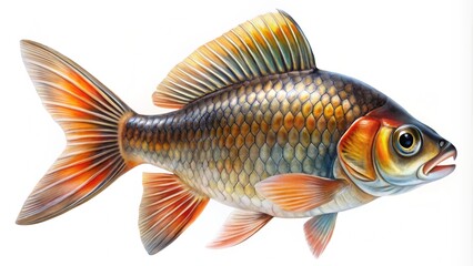 Fototapeta premium fish, Freshwater fish isolated on a white background close up