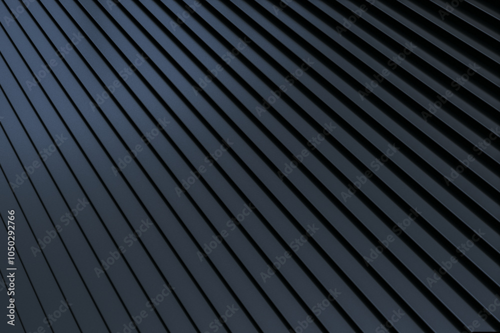 Poster Diagonal black geometric lines on a dark background. 3D Rendering