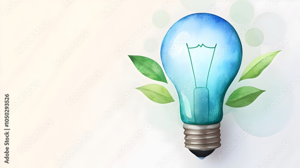 Aufkleber glowing watercolor lightbulb in blue and green hues symbolizing sustainable and innovative business 