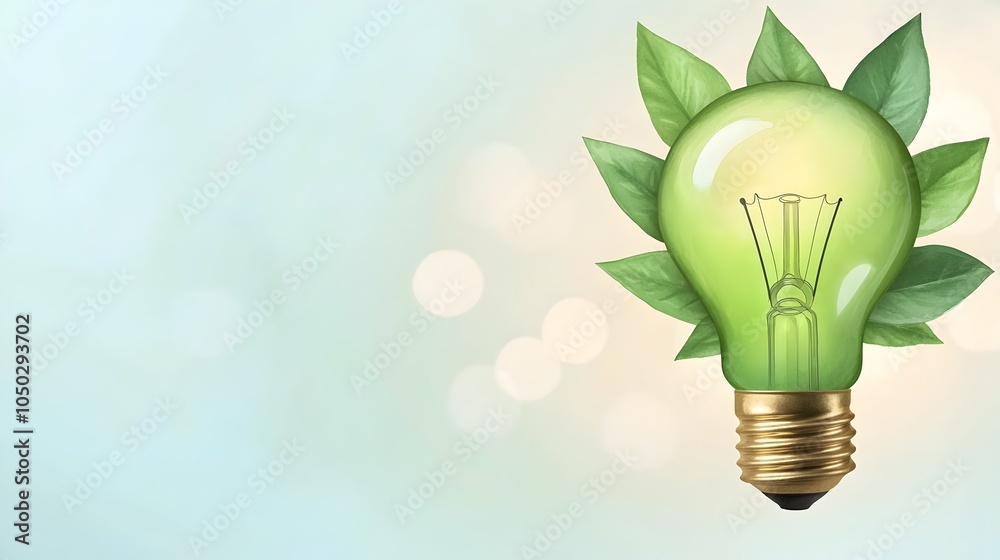 Leinwandbilder a light bulb blending into green energy symbols symbolizing an innovative marketing idea with soft w