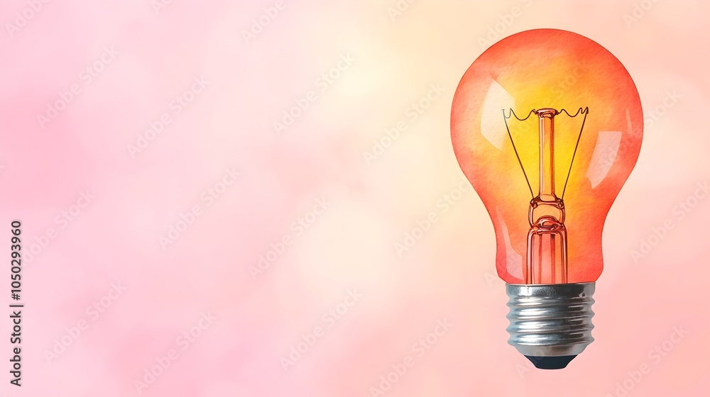 Aufkleber conceptual image of a glowing light bulb in watercolor representing marketing innovation and alterna