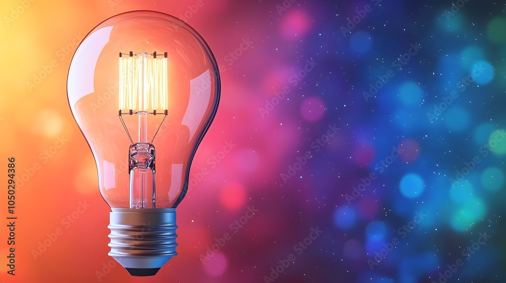 Aufkleber A futuristic light bulb illuminating a field of colorful bokeh with intricate circuit patterns on the base set against a cosmic nebula backdrop