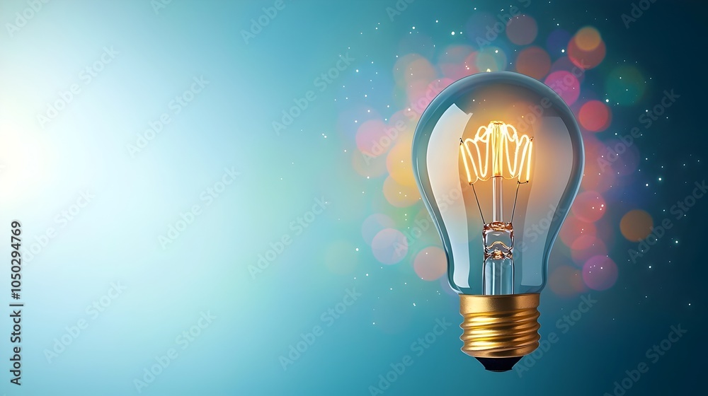 Aufkleber A light bulb with a glowing filament surrounded by a vibrant colorful nebula sky portraying the concept of and the birth of a smart innovative idea  The image symbolizes creativity intelligence