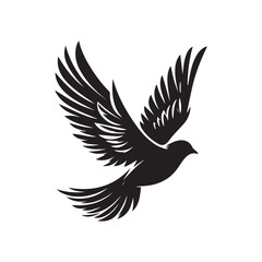 Flying Bird silhouette in Vector illustration. isolated bird flying. tattoo design. 