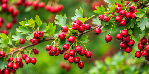 Obraz premium Branches of hawthorn strewn with berries