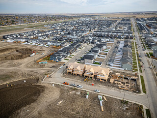 Aerial Drone View of Brighton Neighborhood in Saskatoon, Saskatchewan