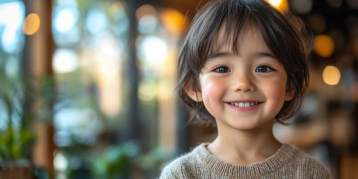 Portrait of an asian child looking at the camera