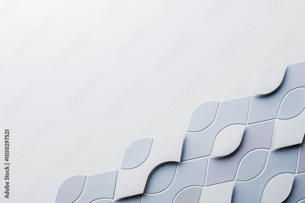Aufkleber Modern geometric wall design with a clean backdrop of soft colors. 3D Rendering
