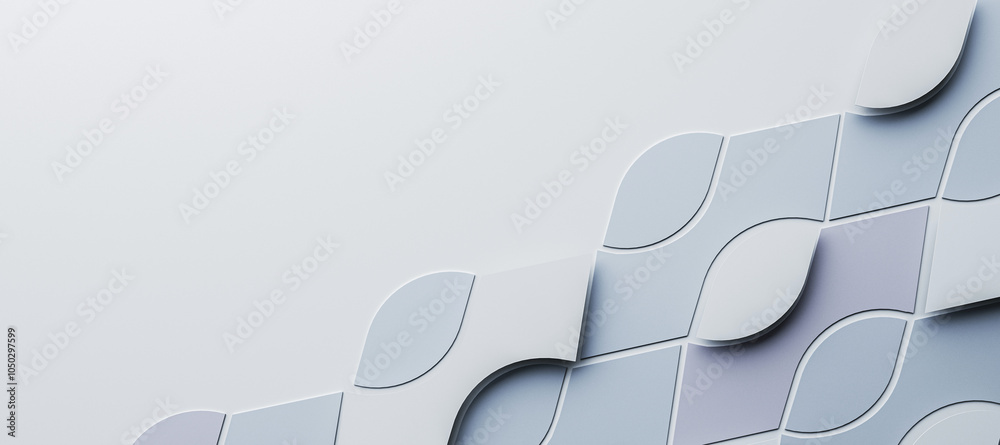 Poster Abstract geometric design with layered shapes on a clean background. 3D Rendering