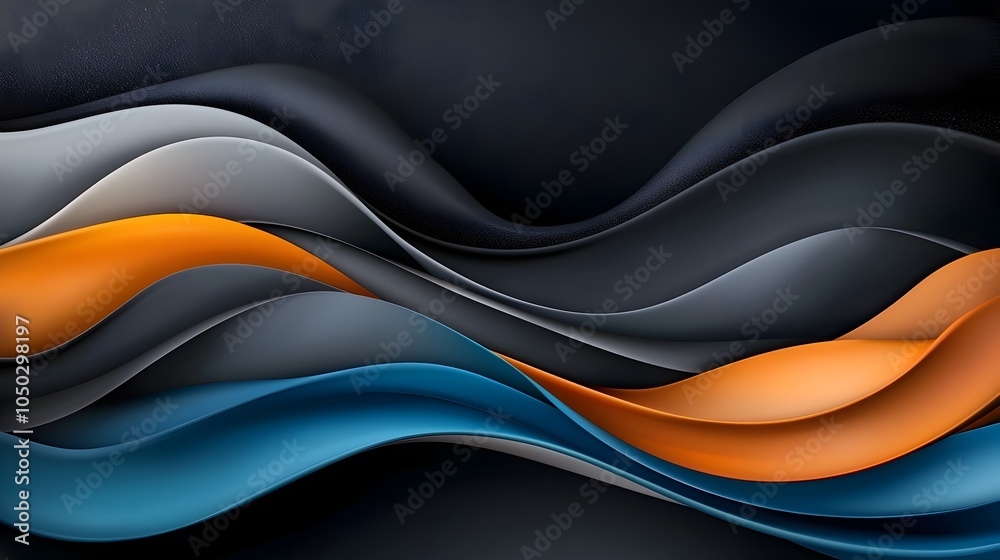 Aufkleber grainy textured abstract dark waves flowing across dynamic banner for modern poster design moody gru