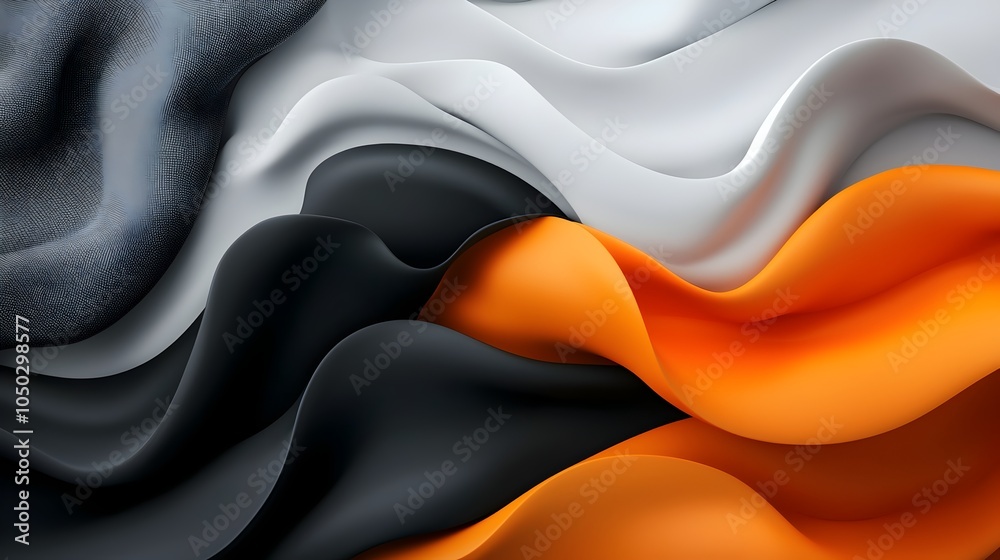 Poster Striking abstract background featuring dynamic black orange and white waves with bold grainy textures creating a captivating modern cover design or editorial layout