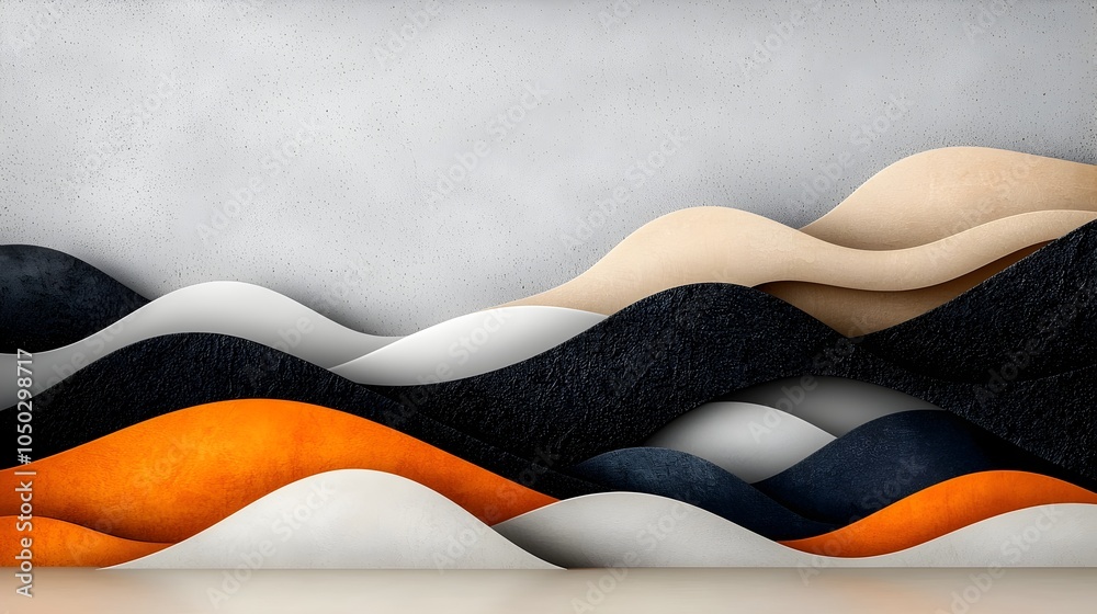 Aufkleber a dynamic and captivating blend of grainy textures with abstract black orange and white waves set ag