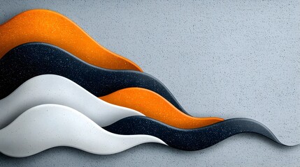 Obraz premium A dynamic blend of grainy textures and abstract black orange and white waves set against a noisy gray background creating a bold and visually striking banner design ideal for branding marketing