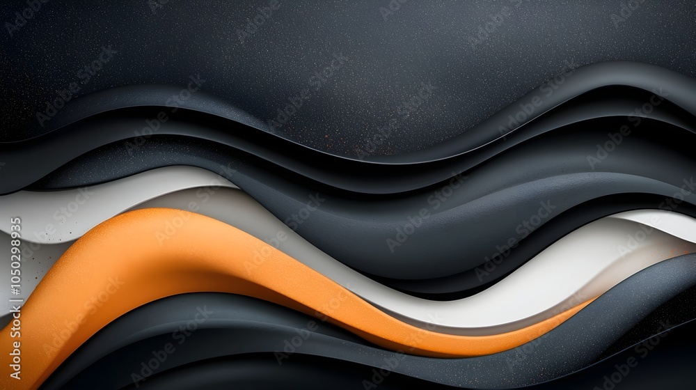 Poster Captivating abstract wave design with a grainy textured black gray orange and white background creating a moody and dynamic visual element for modern cover art website headers branding and more