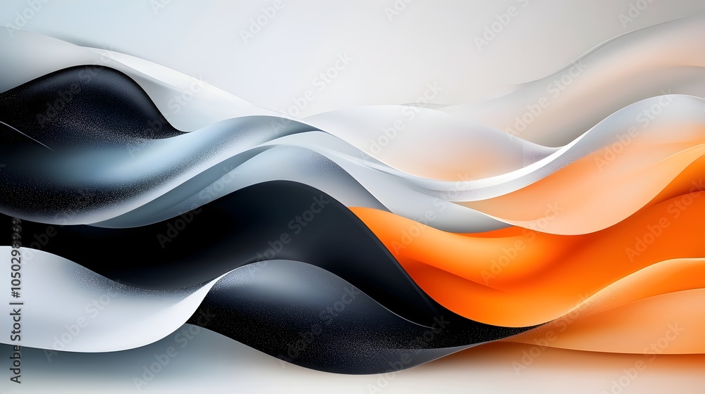 Poster striking abstract background featuring a grayscale wave pattern with vibrant orange and white textur