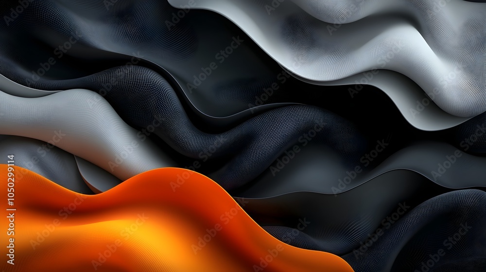 Fototapete a moody and modern abstract banner design featuring grainy texture waves in a mix of black gray and 
