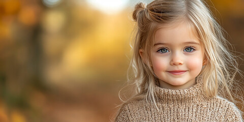 Fototapeta premium Portrait of a beautiful little girl looking at the camera