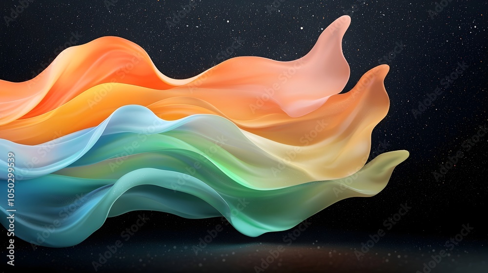 Poster Stunning abstract composition featuring vibrant rainbow gradients glowing geometric shapes and a dark grainy texture with noisy black details creating a visually striking and dynamic banner design