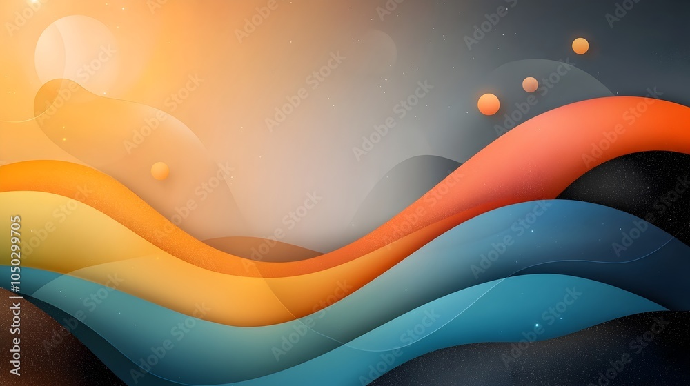 Aufkleber Vibrant abstract design featuring glowing rainbow colored geometric shapes blended on a grainy noisy gradient background with orange blue and black noise textures for bold eye catching imagery