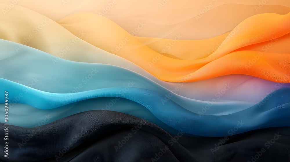 Leinwandbilder Vibrant abstract design with glowing rainbow shapes blending on a grainy noisy gradient background featuring bold orange blue and black noise textures for captivating images and digital artwork