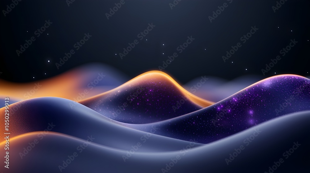 Aufkleber moody gradient background blending shades of purple and blue overlaid with glowing abstract shapes a