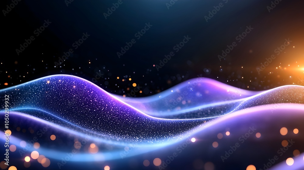 Leinwandbilder moody abstract background with blending blue and purple gradients overlaid with glowing dynamic abst
