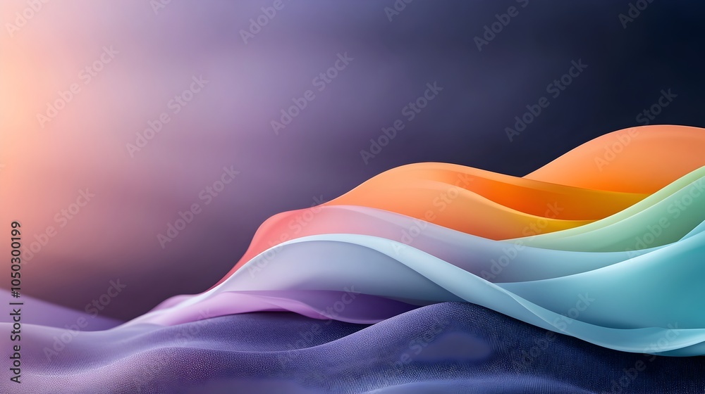 Poster Mesmerizing vibrant color gradient with a glowing flowing effect across a grainy textured dark purple and blue background