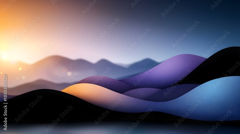 Leinwandbilder Grainy abstract dark purple and blue background with glowing gradient shapes highlighted by black noise textures creating a moody and modern aesthetic for banner or cover design use